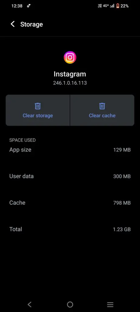 Instagram App Cache läschen