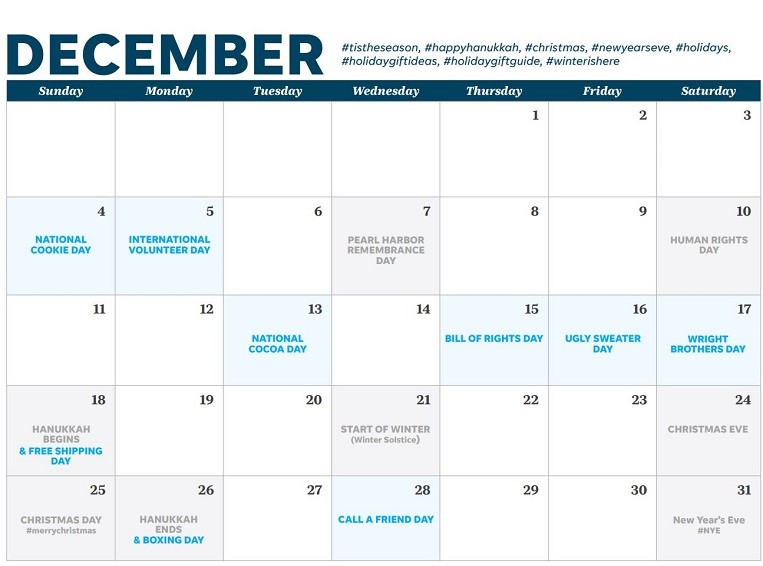 December Content Ideas - Capitalize on Important dates in December