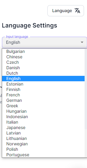 Hypotenuse.ai - languages