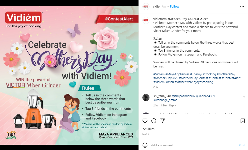 Mother's day social media post ideas - contest