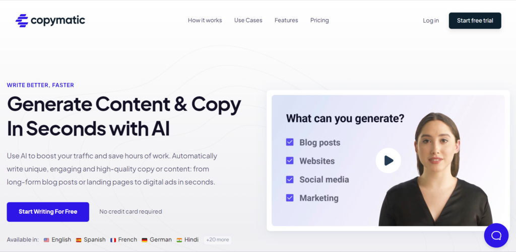 copymatic AI writer