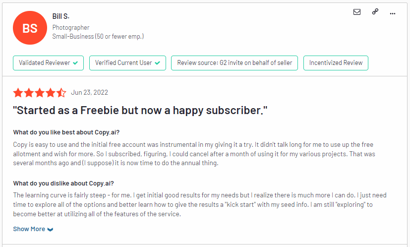 copy.ai reviews