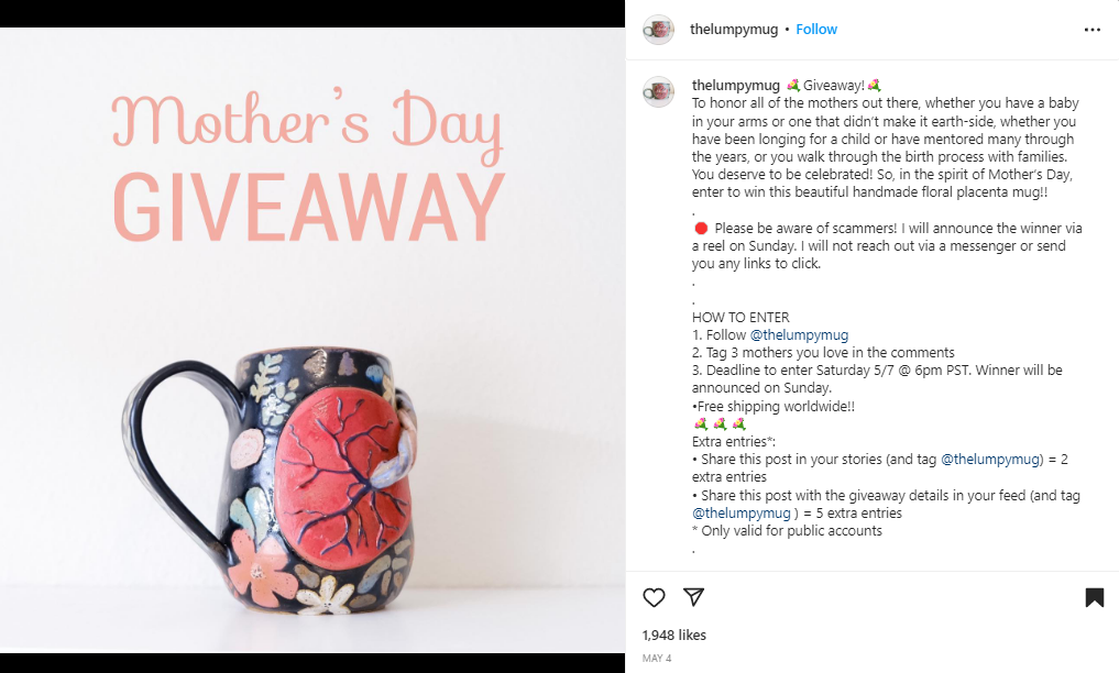 Mother's day social media post ideas - giveaways