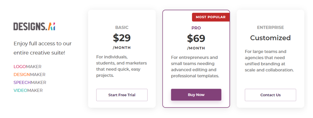 Predis.ai vs Designs.ai - designs.ai pricing
