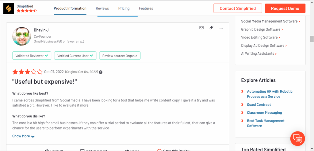 Customer Reviews of Simplified