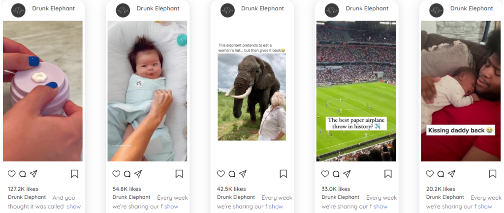 Drunk Elephant influencer marketing posts