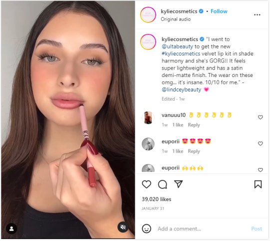 Kylie Cosmetics Instagram post makeup tutorial