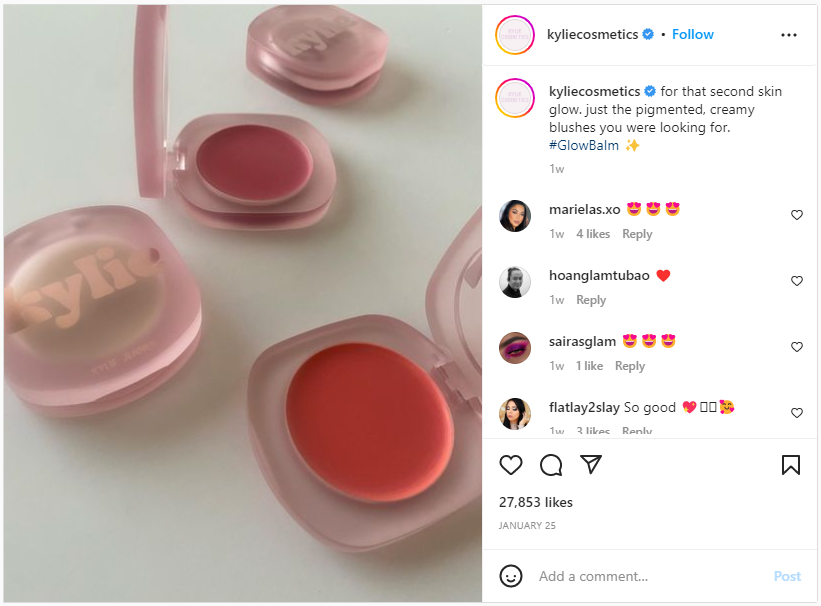 Kylie cosmetics product posts