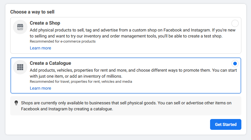 create catalogue - facebook business manager