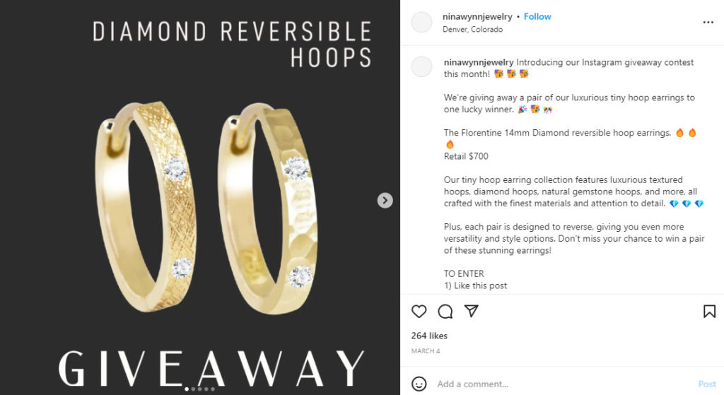 jewelry content ideas - giveaways