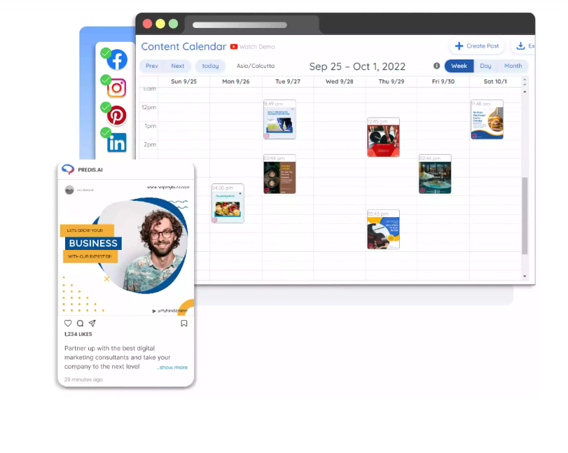 Schedule content for all social media platforms with Predis.ai