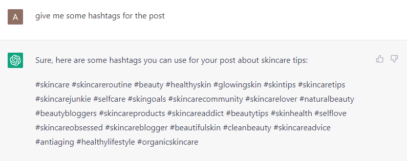 Make Instagram hashtags Using ChatGPT