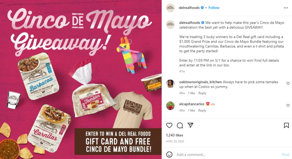 Ideias para postagens nas redes sociais do Cinco de Mayo - sorteio