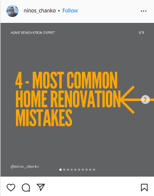 real estate Instagram ideas - renovation tips