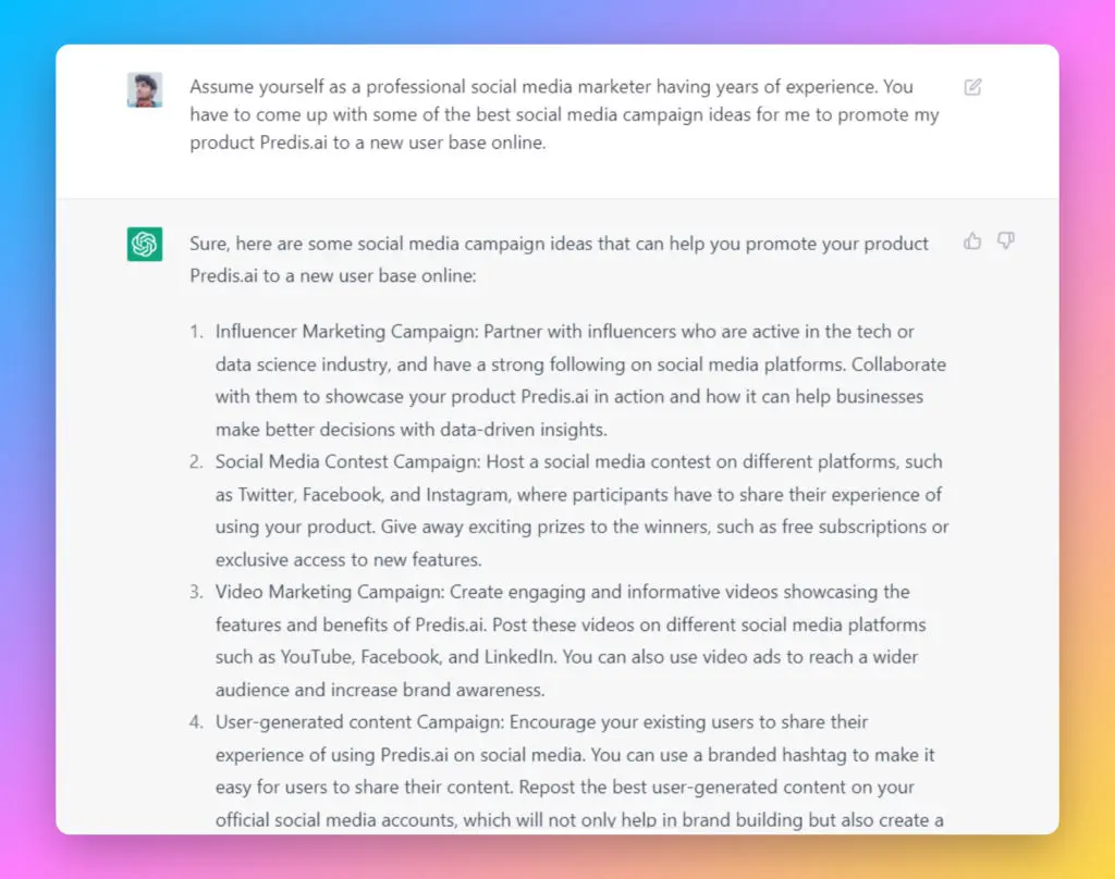 ChatGPT for Social Media Management - creating social media campaigns