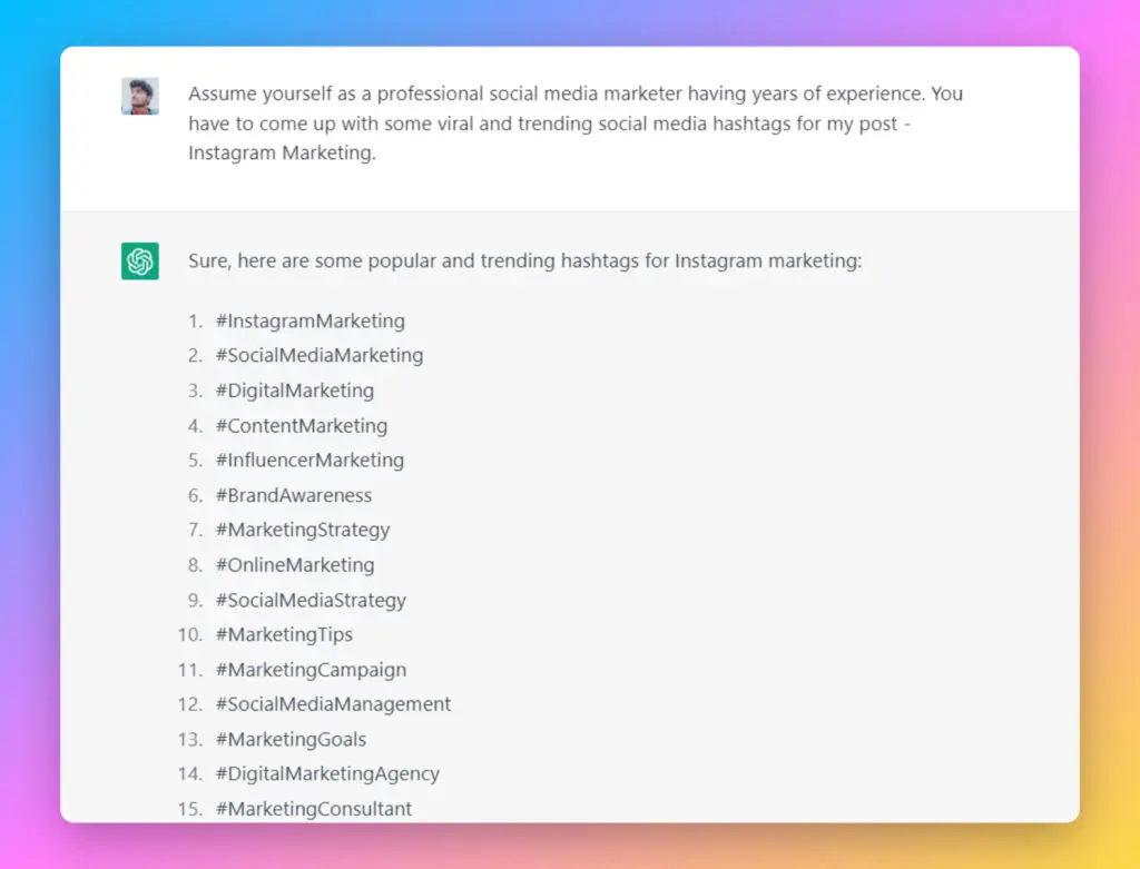 hashtags with chatgpt