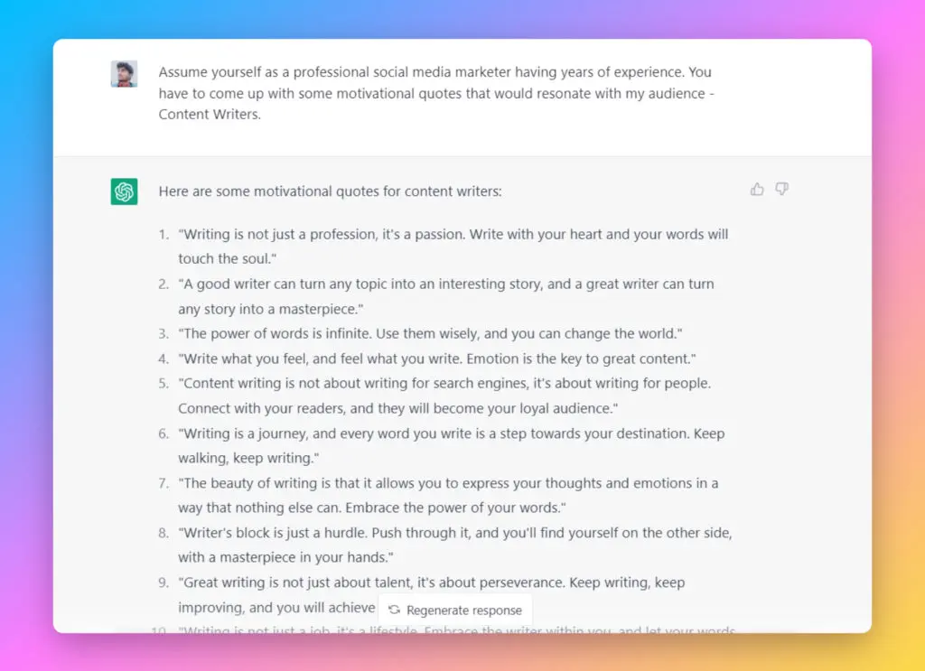 social media quotes with chatgpt