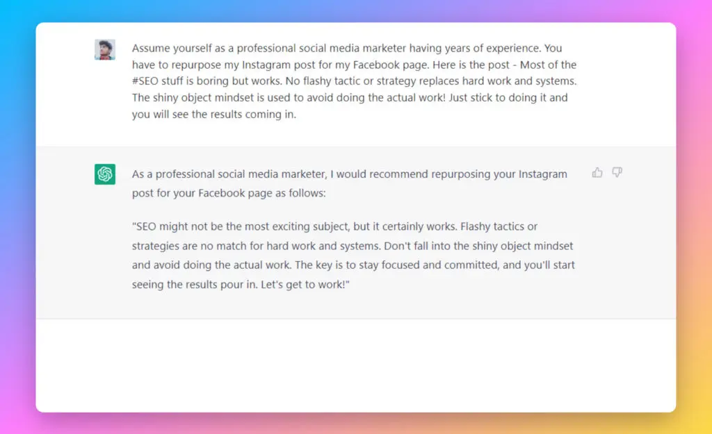 Repurposing content with ChatGPT