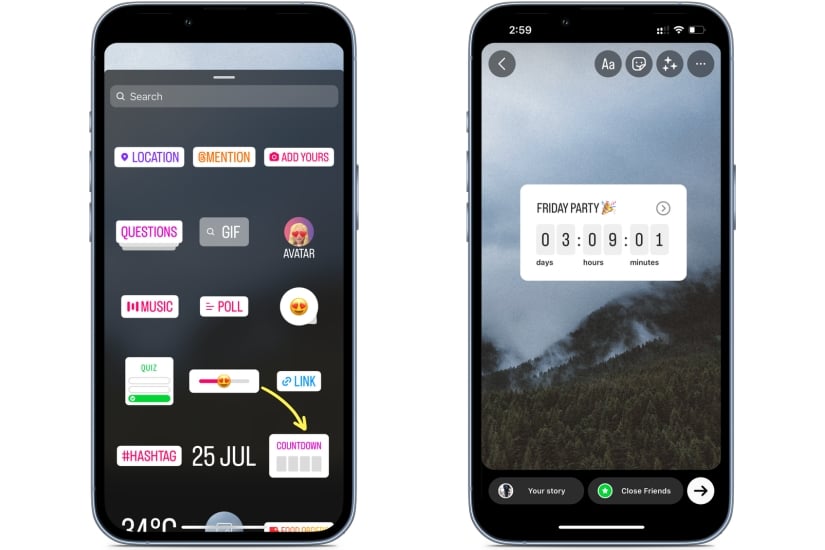 countdown sticker in instagram story
