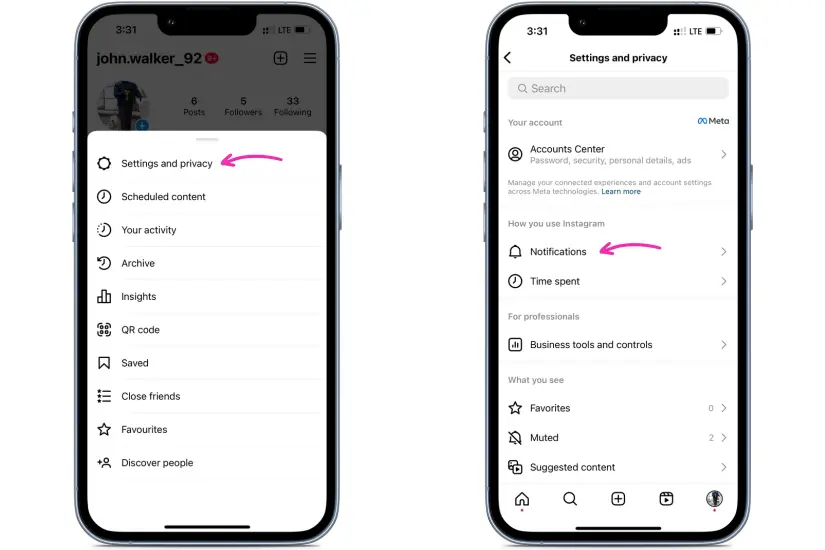 Instagram settings