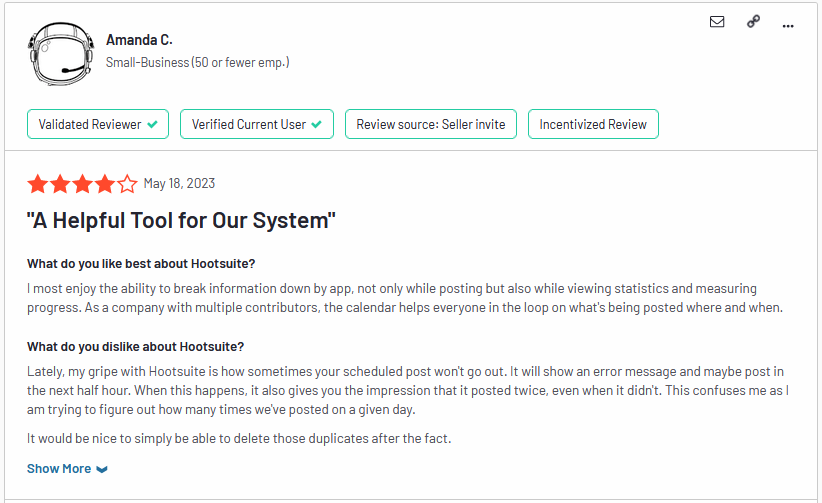 Hootsuite user review