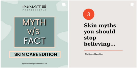 ideias para postar mitos sobre cuidados com a pele