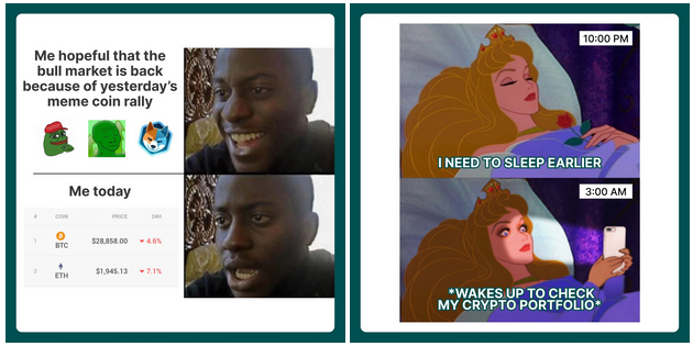 memes Instagram post idea for crypto social media