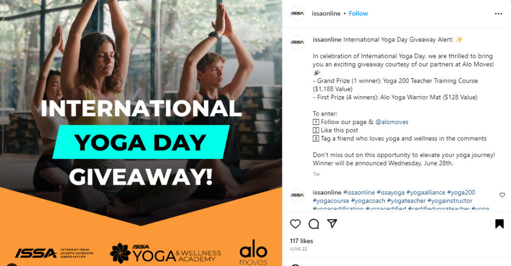 Yoga Day giveaway-inlägg idé