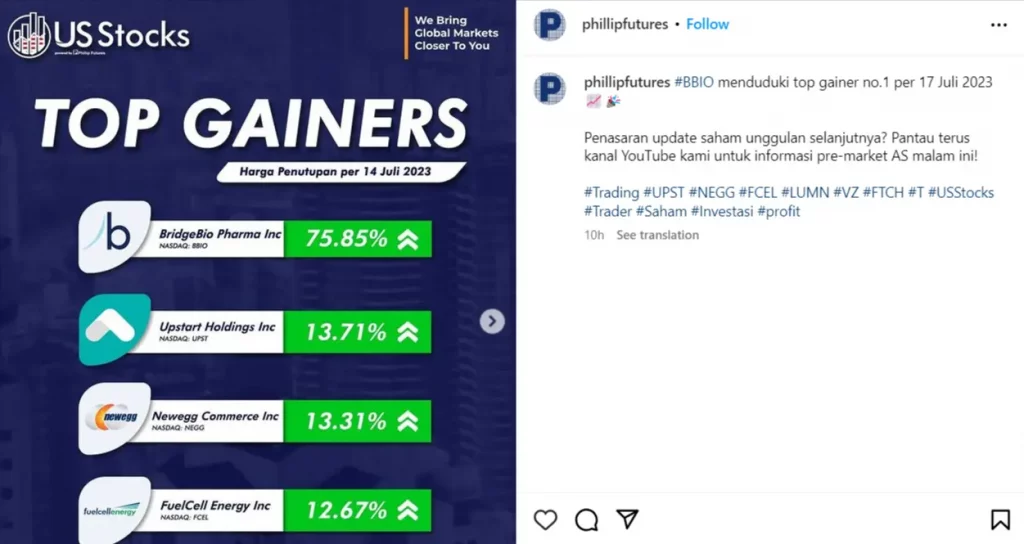 An Instagram carousel image set displaying market trends