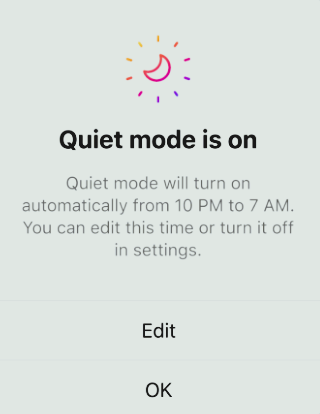 Quiet mode on Instagram