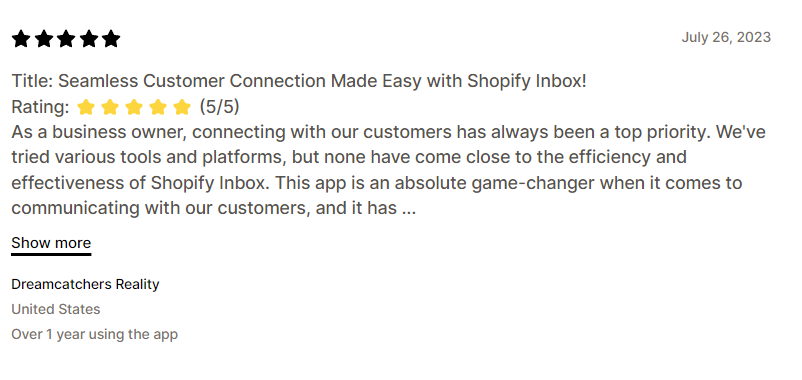 recensione della casella di posta Shopify