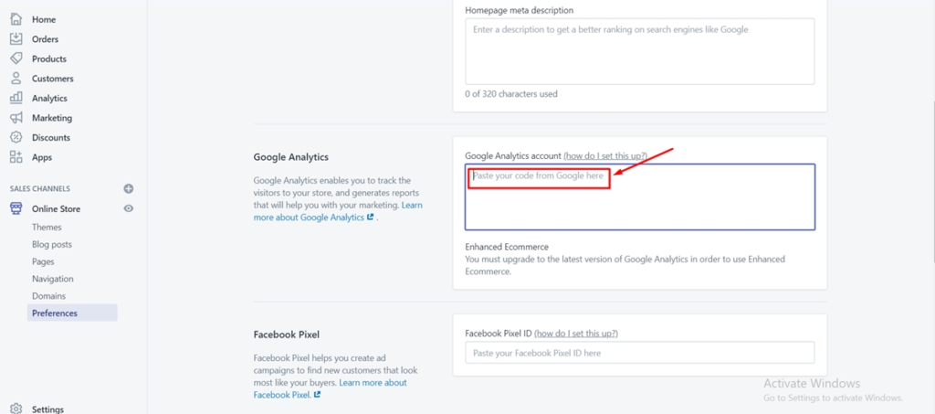  Enter your Google Analytics tracking ID