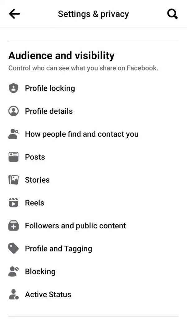 facebook configurações