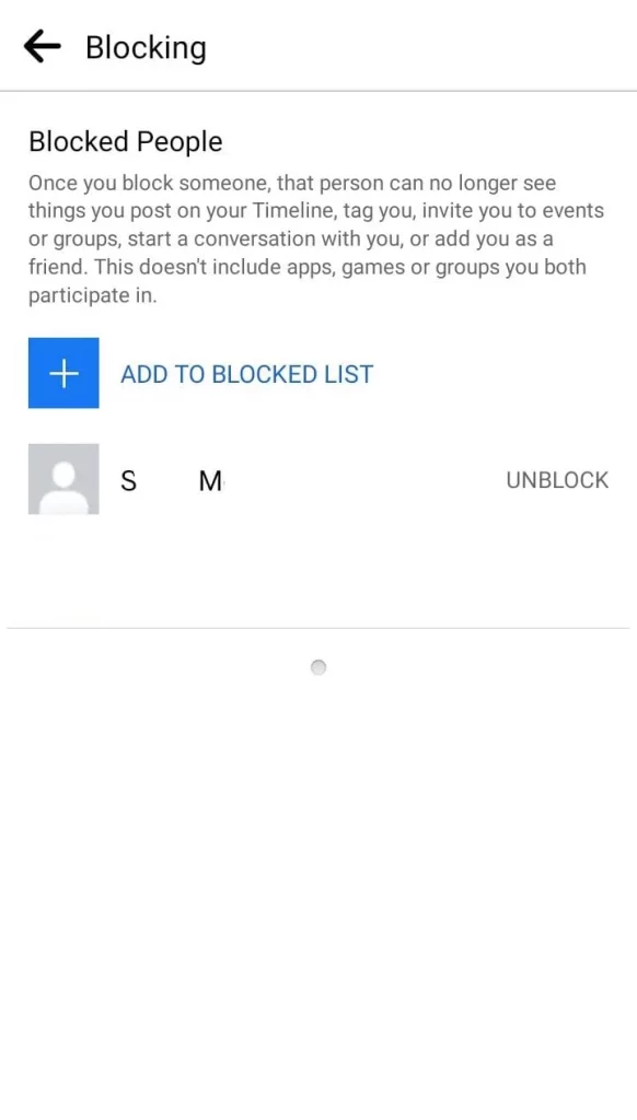 facebook blocked users list