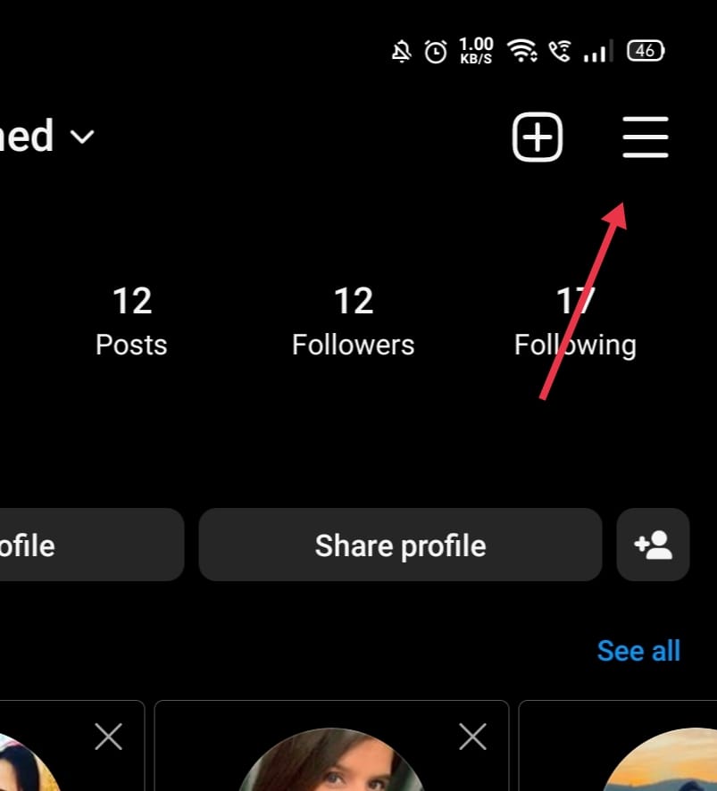Instagram settings on android