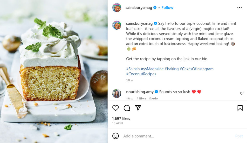 a coconut dessert Instagram post that is one of the best world coconut day content ideas
