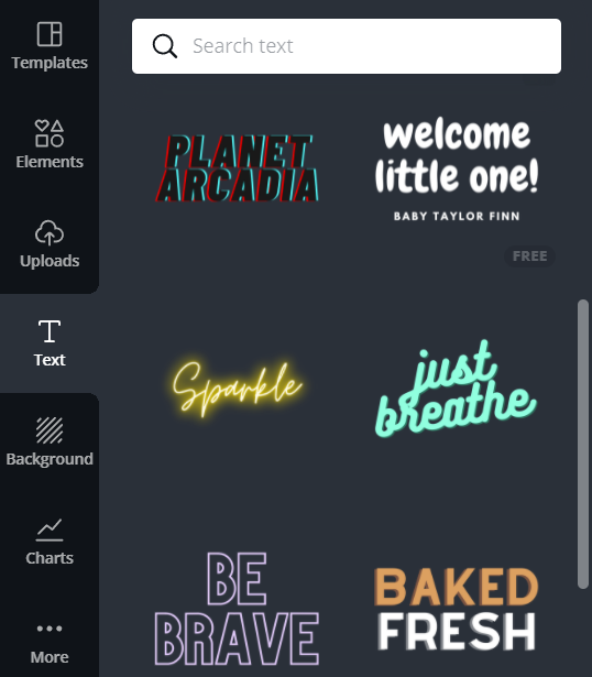 Text presets