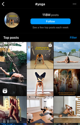 Yoga-Hashtags für Instagram
