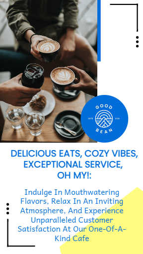 An Instagram story promoting exceptional service at a cafe