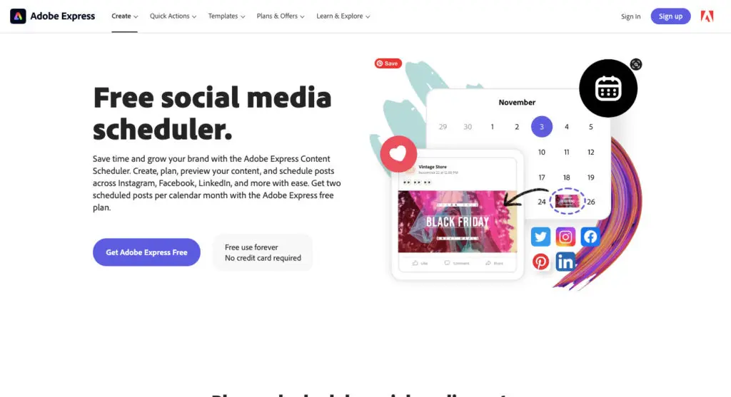 Adobe express home page
