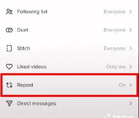 enabling repost on TikTok