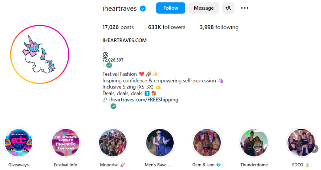 iheartraves Instagram bio