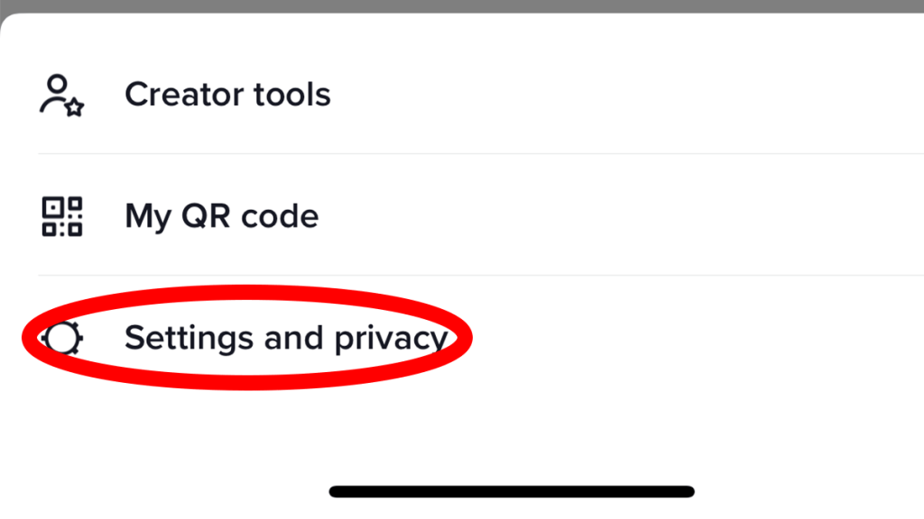 Go to settings and privacy on tiktok