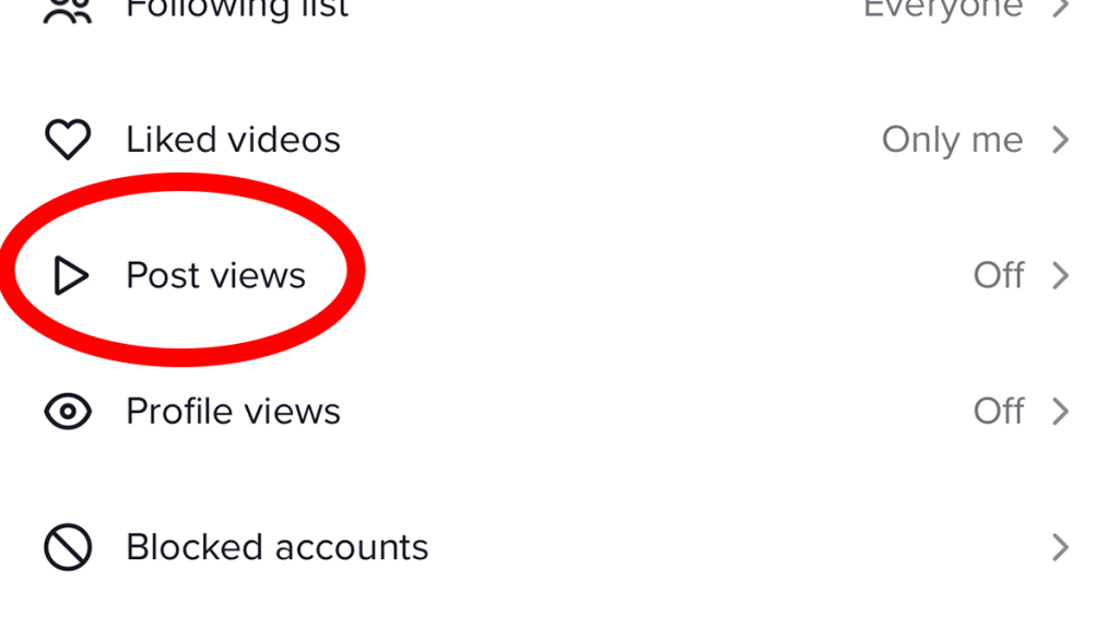 Turn off views on tiktok in settings