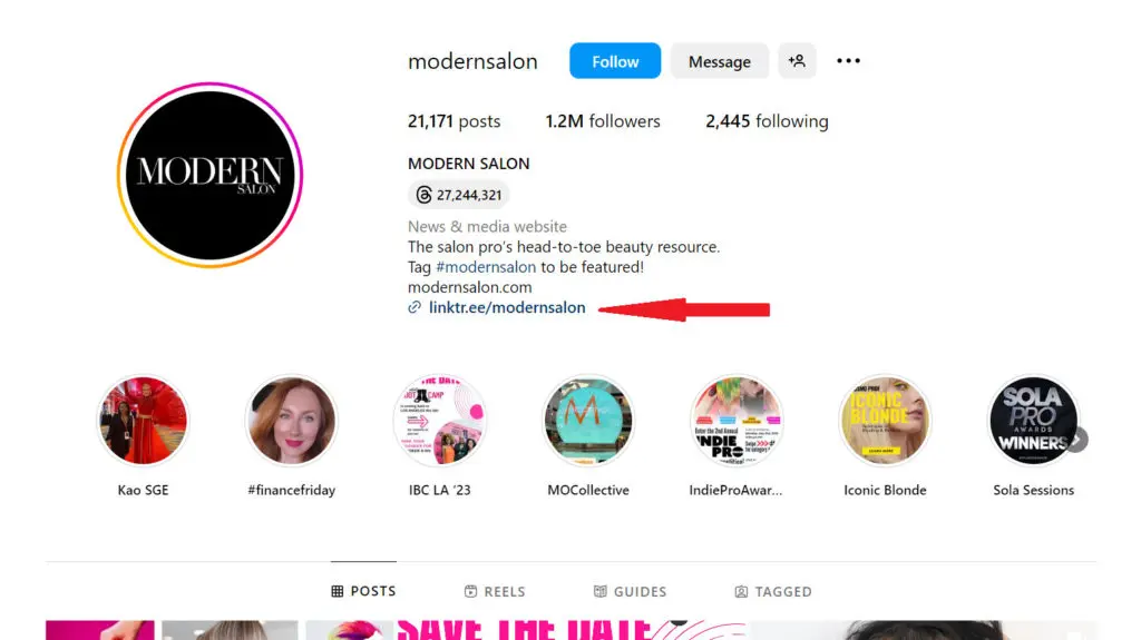 example of How to add booking link to Instagram?