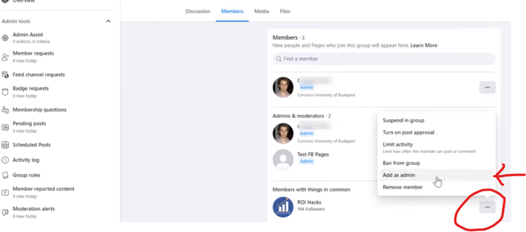 How to add an admin to a Facebook group