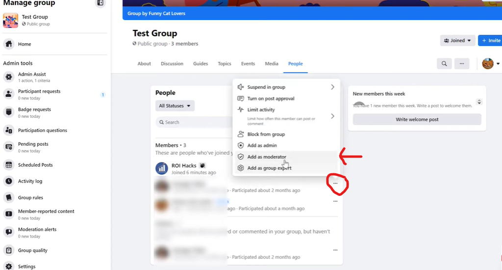 How to add a moderator to the Facebook group