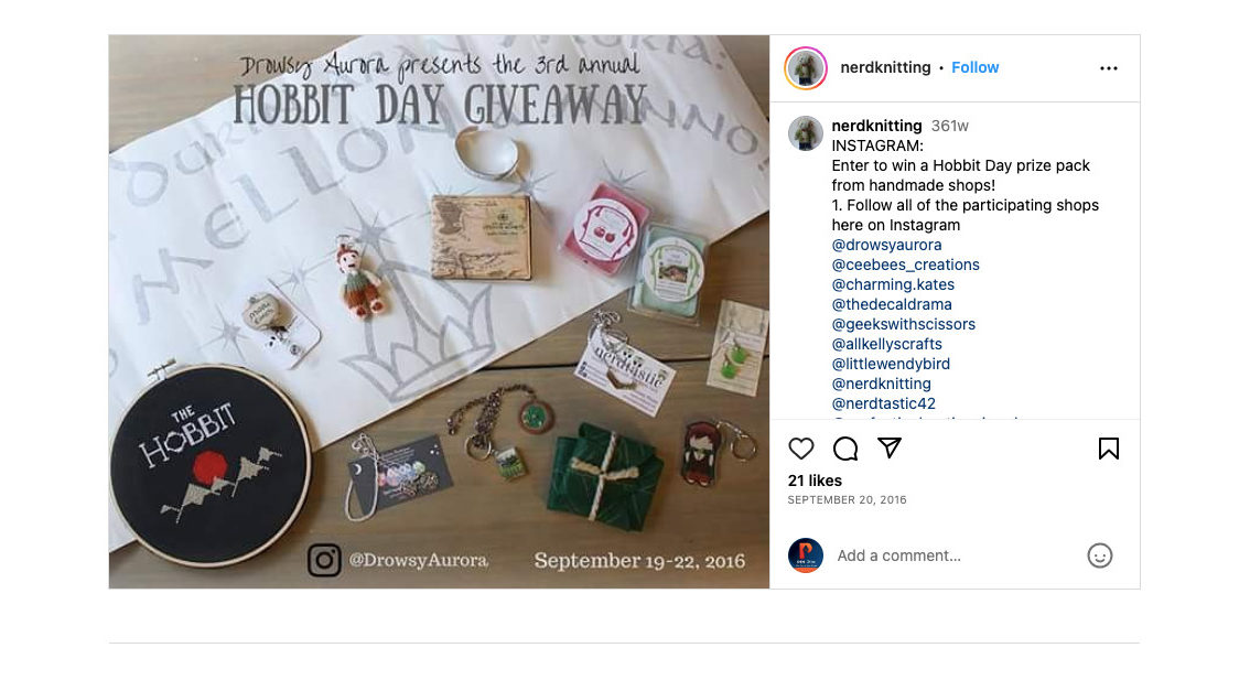 Hobbit Day Giveaway - instagram post idea
