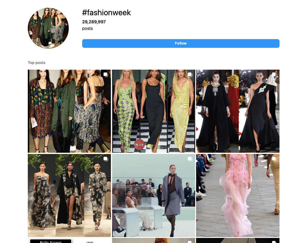 Hashtags de bloggers de moda n.° 8: Hashtags de la Semana de la Moda