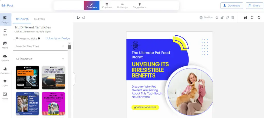 editing post with predis.ai